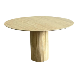 Vintage Travertine Pedestal Dining Table