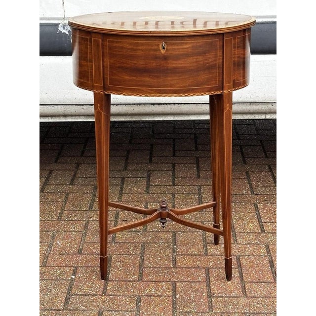Sheraton Revival Inlaid Satinwood Side Table For Sale - Image 12 of 18