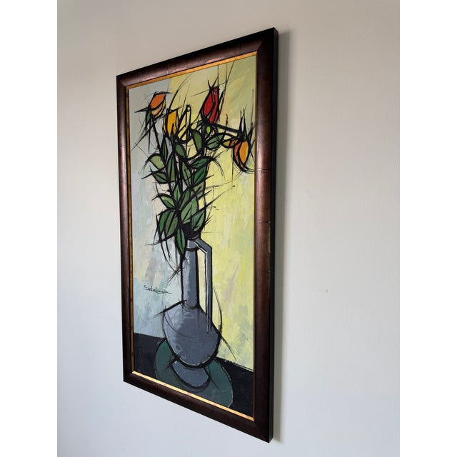 Vintage Sebelancon “Boutons De Roses” Original Oil on Canvas Painting – Framed For Sale - Image 4 of 16