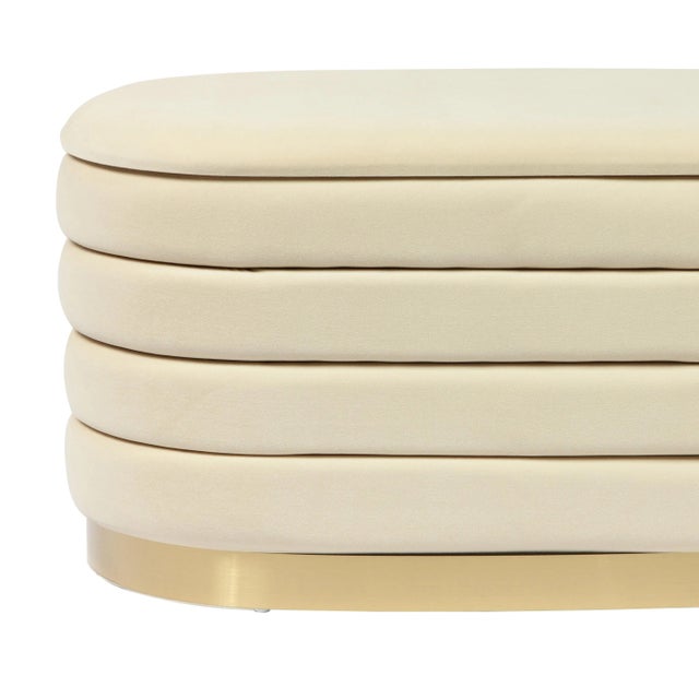 Lillian Cream Velvet Storage Bench For Sale In Los Angeles - Image 6 of 10