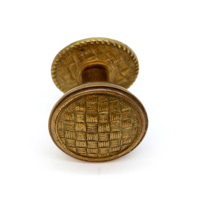 Traditional Antique Basket Weave Dummy Door Knob With Matching Rosette For Sale - Image 3 of 6