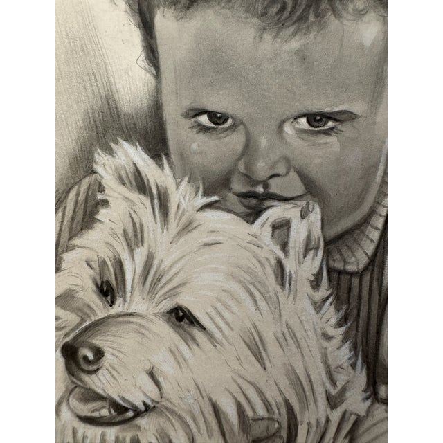 riginal graphite pencil drawing by American artist and illustrator Theodore E. Schrock (1879–1952), depicting a young...