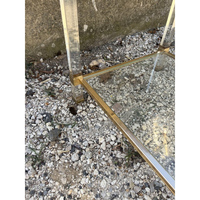 Vintage French Side Table in Brass and Glass Structure by Pierre Vandel, 1970s For Sale - Image 8 of 11
