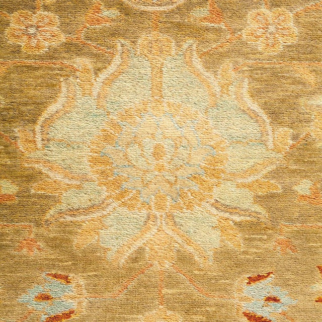 Traditional Mogul Collection Hand-Knotted Area Rug - Green 8' 3" x 10' 10" For Sale - Image 3 of 4
