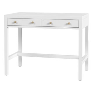 Nora 40 in. W Rectangular Wood 2 Drawer Writing Desk, White For Sale