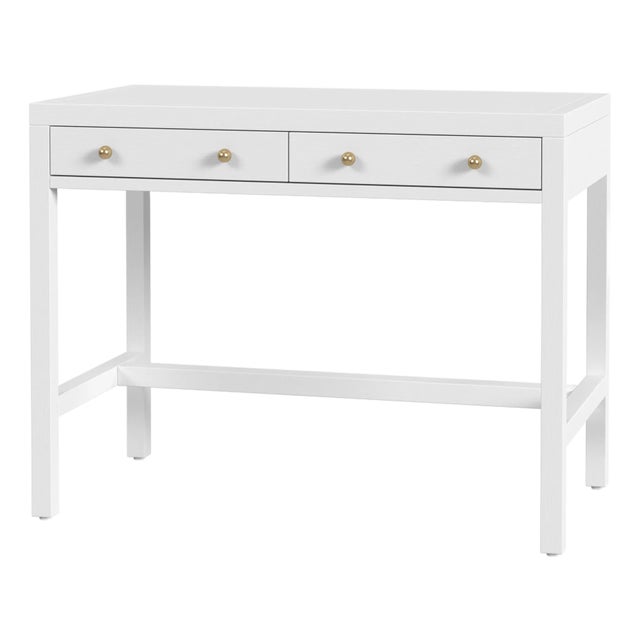 Nora 40 in. W Rectangular Wood 2 Drawer Writing Desk, White For Sale