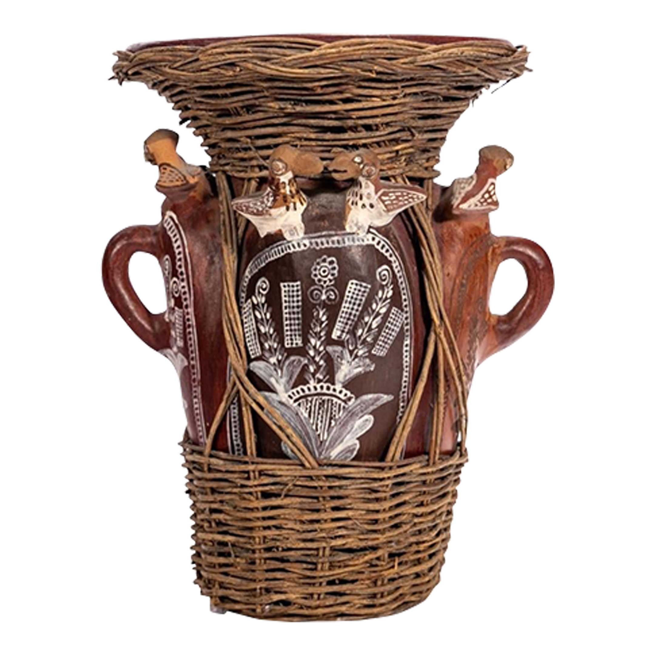 工芸品 Peruvian Quenua harvest pottery Whimsy Peruvian Folk Art Pottery Sculpted Terracotta Wicker