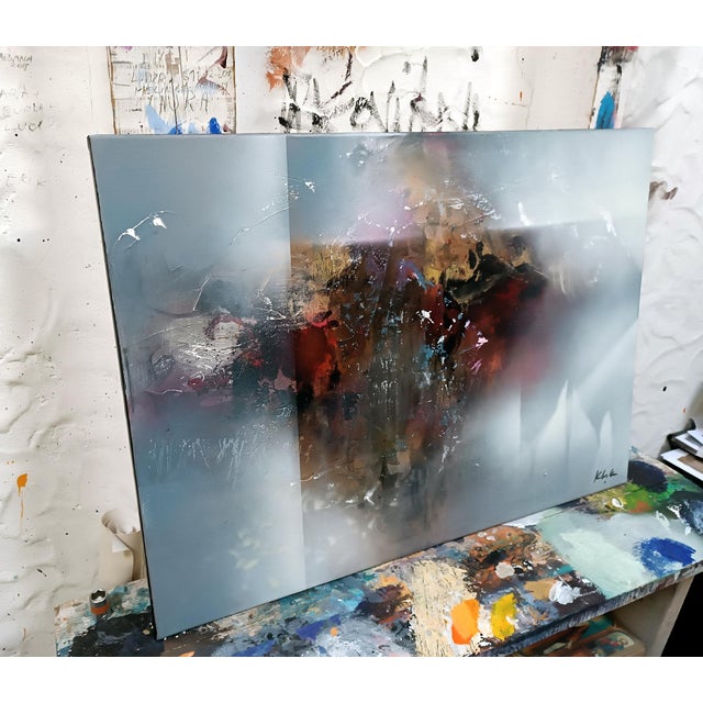 Gray Ovidiu Kloska, On Silence, Turbulence, and the Threshold of Becoming, Mixed on Canvas For Sale - Image 8 of 9