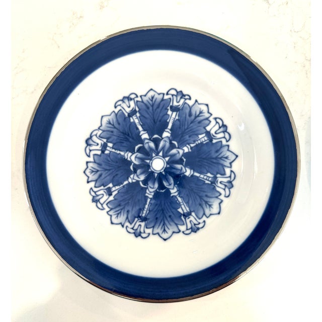 1980s Bombay Asian Garden Floral Rosette Desert Plates Set of 6 For Sale In Tampa - Image 6 of 7