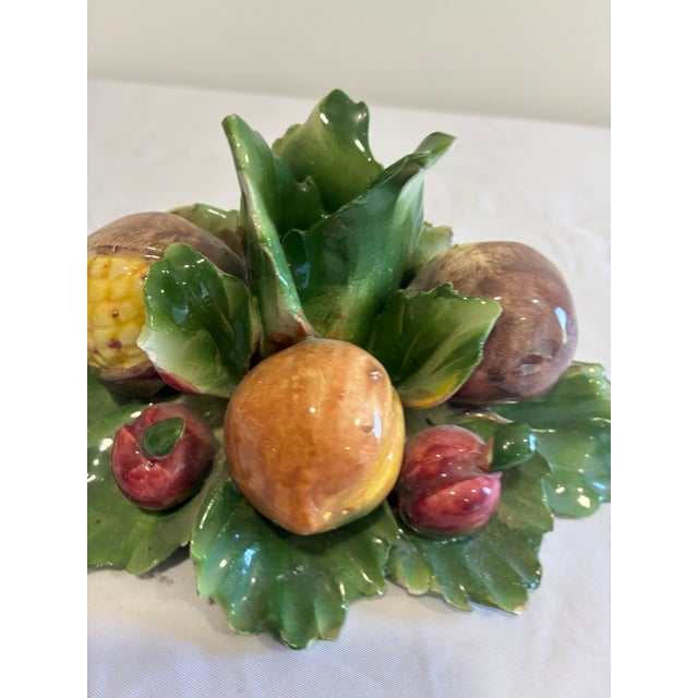 Capodimonte Vintage Italian Capodimonte Porcelain Harvest Fruit Taper Candle Holder For Sale - Image 4 of 11