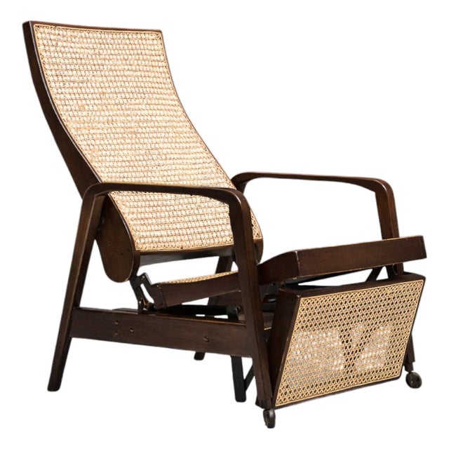 Reclining Sun Chaise Lounge in Hardwood and Caning by Walter Gerdau, Brazil, 1940s - Lot 183 For Sale