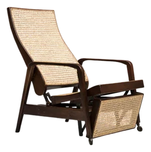 Reclining Sun Chaise Lounge in Hardwood and Caning by Walter Gerdau, Brazil, 1940s - Lot 183