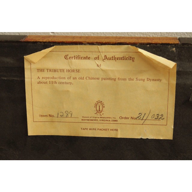 Metal Chinese Sung Dynasty 'Tribute Horse' Vintage Reproduction Print For Sale - Image 7 of 13