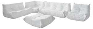 White Bouclette Togo Living Room by Michel Ducaroy for Ligne Roset, Set of 5