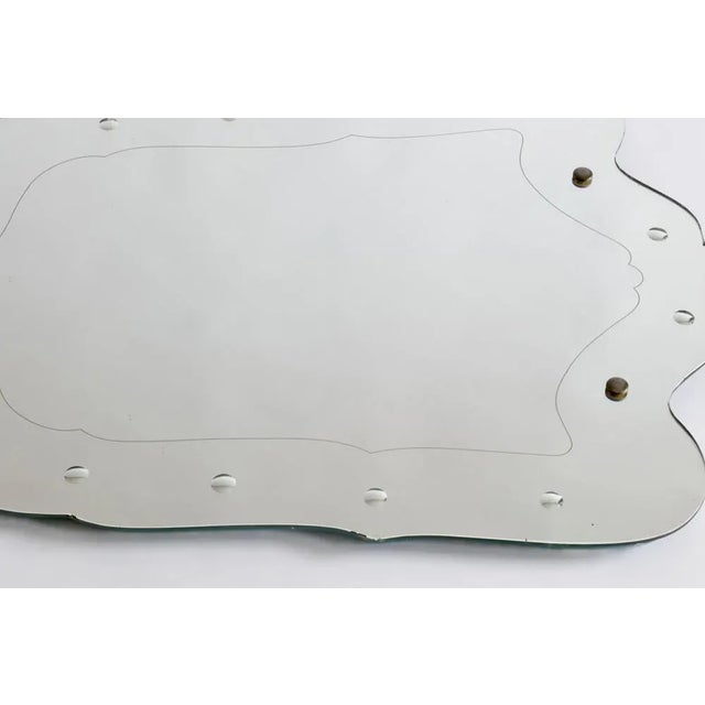Italian Sinuous Etched Shield Shaped Mirror, 1940s For Sale - Image 6 of 7