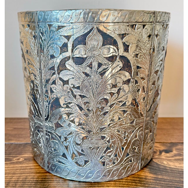 Silver Late 20th Century Silver Metal Covered Wooden Planter For Sale - Image 8 of 8