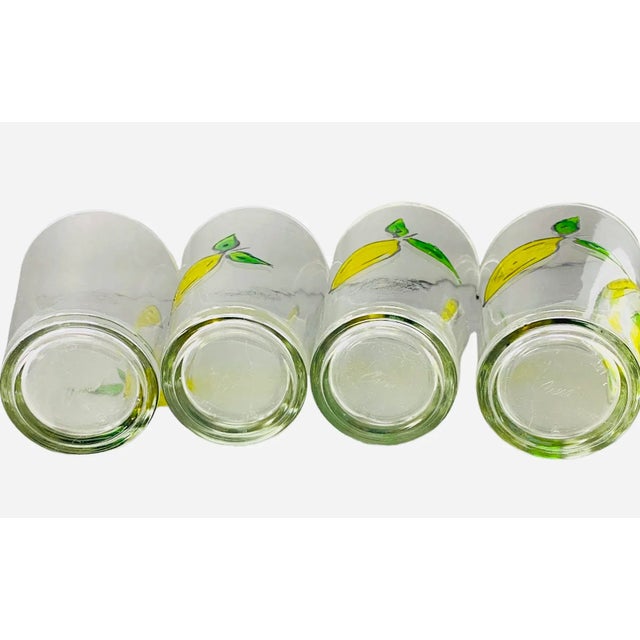 Transparent Vintage Cresi Hand Painted Lemons Carafe With Glasses a Set of 5 For Sale - Image 8 of 10