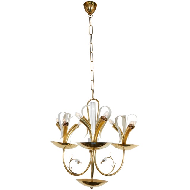 Italian Modern Floral 1940s-1950s Chandelier For Sale