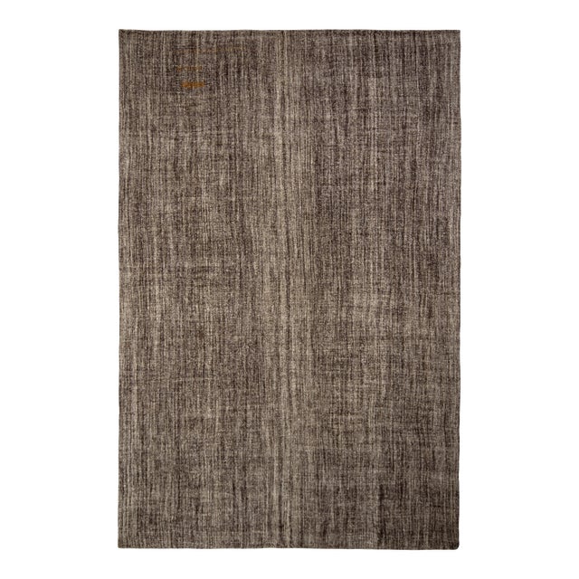 Vintage Mid-Century Gray Kilim Rug Solid Striped Pattern For Sale