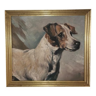 Mid 20th Century Jack Russell Terrier Oil Painting For Sale