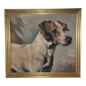 Mid 20th Century Jack Russell Terrier Oil Painting