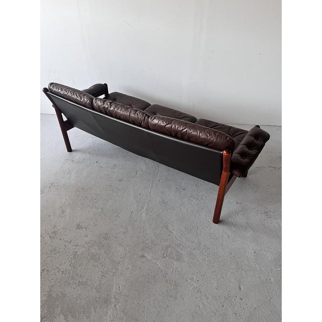 Scandinavian Brown Leather Sofa from Ulferts Möbler, 1970s For Sale - Image 9 of 12