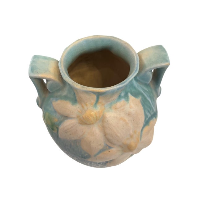 Art Deco Blue Clematis Vase by Roseville, 1930s For Sale - Image 3 of 8