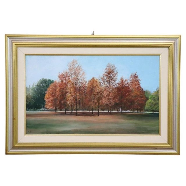 Autumn Landscape, Oil Painting on Canvas Cardboard, 20th Century, Framed For Sale - Image 9 of 9