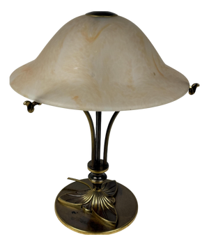 Table Lamp in Brass and Opal Glass, 1980s