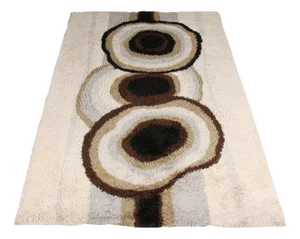 Extra Large Scandinavian Beige High Pile Rya Rug by Ege Taepper, 1960s
