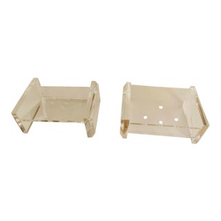 Modernist Lucite Soap Dish Dishes - A Pair Acrylic For Sale
