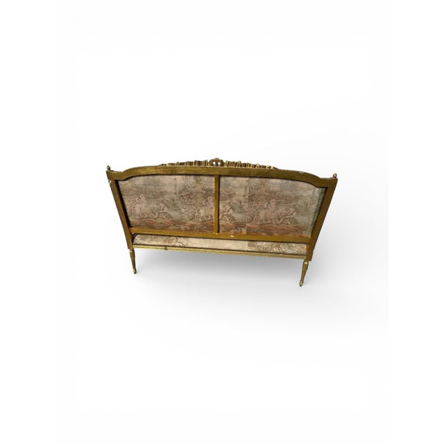 1950s Louis XVI Style Giltwood Settee With Scenic Tapestry Upholstery For Sale In Miami - Image 6 of 13