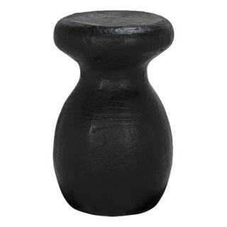 Samson Stool/Side Table, Black Burnt Resin For Sale