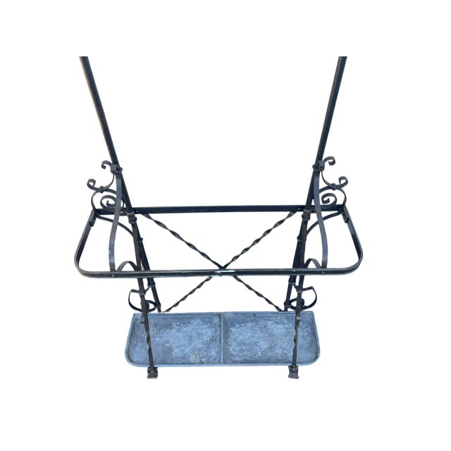 Black Art Nouveau Wrought Iron Coat Rack with Umbrella Stand, 1900s For Sale - Image 8 of 10