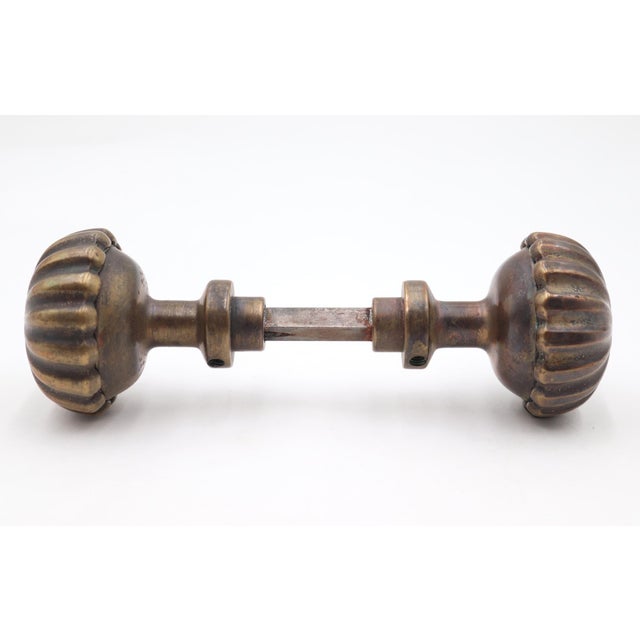 Traditional Pair of Vintage Fluted Bronze Passage Door Knobs For Sale - Image 3 of 6