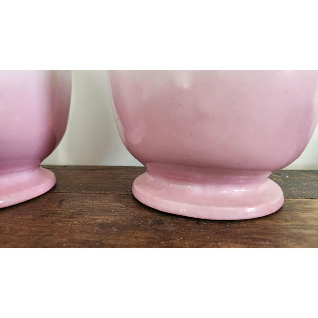 Antique Austrian Carl Larsen “Ruby & Emerald” Pink Porcelain Lidded Urn Vases – Pair, Circa 1900 For Sale - Image 14 of 18