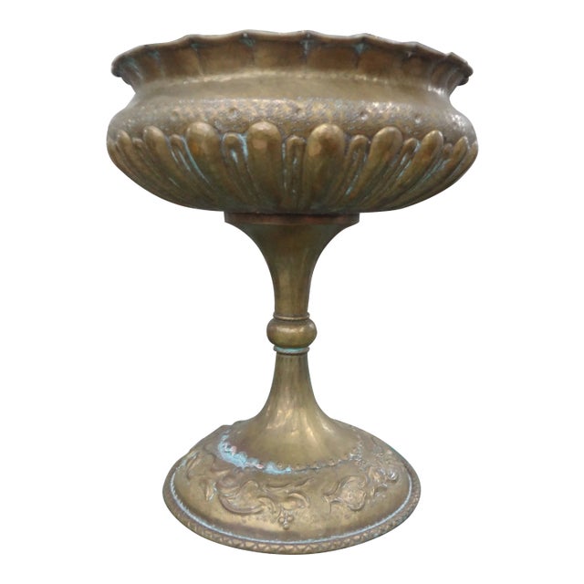 1930s Italian Hammered Brass Urn or Vessel For Sale