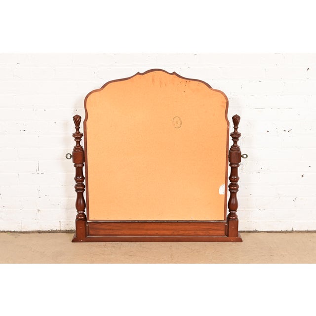 Thomasville French Provincial Carved Cherry Wood Dresser Top Vanity Swing Mirror For Sale - Image 11 of 14