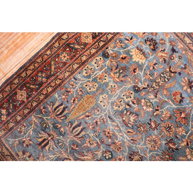 Early 20th Century Blue Square Sarouk Farahan Small Rug - 3'11" x 4'3" For Sale - Image 9 of 9