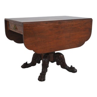American 19th Century Mahogany Empire Style Drop-Leaf Table For Sale