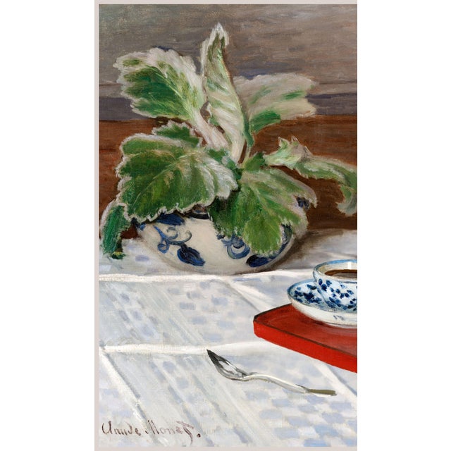 Monet 1872 Vintage Tea Still Life Art Print, Blue and White Porcelain Kitchen Wall Art by Monet - 48" X 36" For Sale - Image 4 of 7