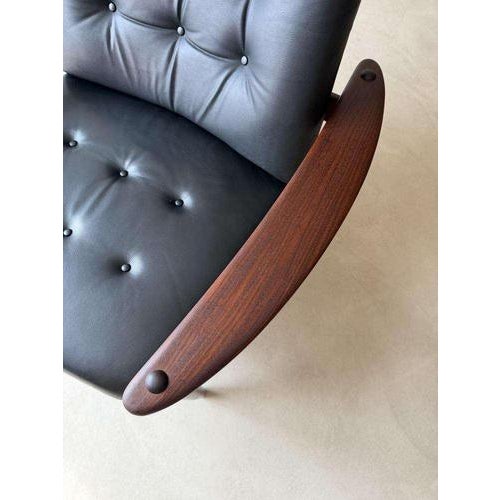 Scandinavian Armchair in Teak and Black Leather, 1960s For Sale - Image 10 of 13