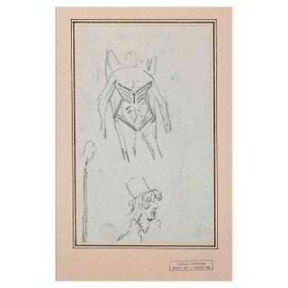Alfred Grevin, The Magician and Fairy, Original Pencil Drawing, Late 19th-Century For Sale