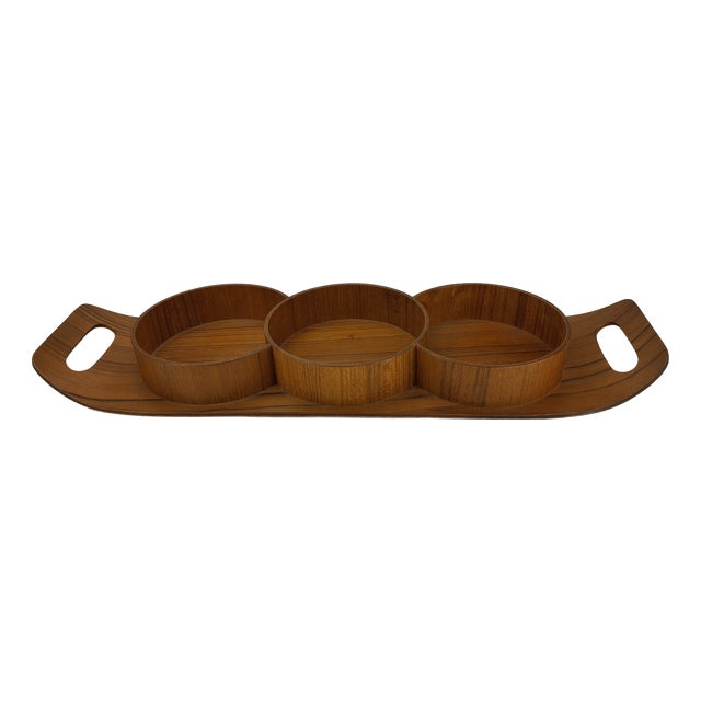 Mid-Century Scandinavian Tray in Molded Wood with Teak Veneer For Sale