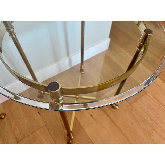 Vintage Italian Brass and Glass Round Side Tables - A Pair For Sale - Image 10 of 18