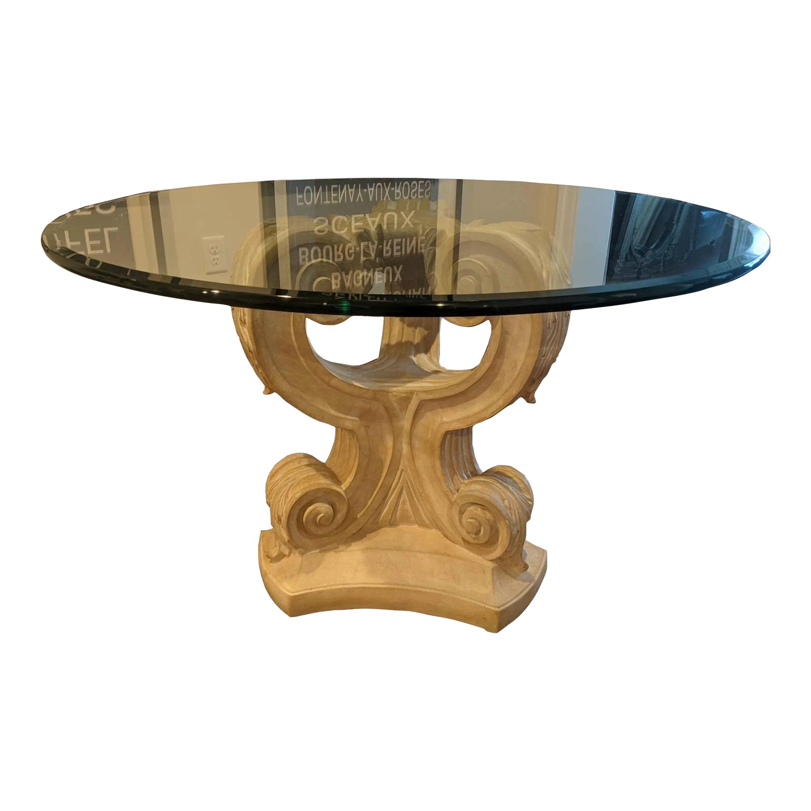 Ballard Designs Pedestal Round Glass Table Chairish
