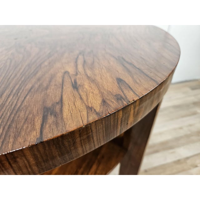 Art Deco Round Coffee Table in Walnut, 1940s For Sale - Image 12 of 18