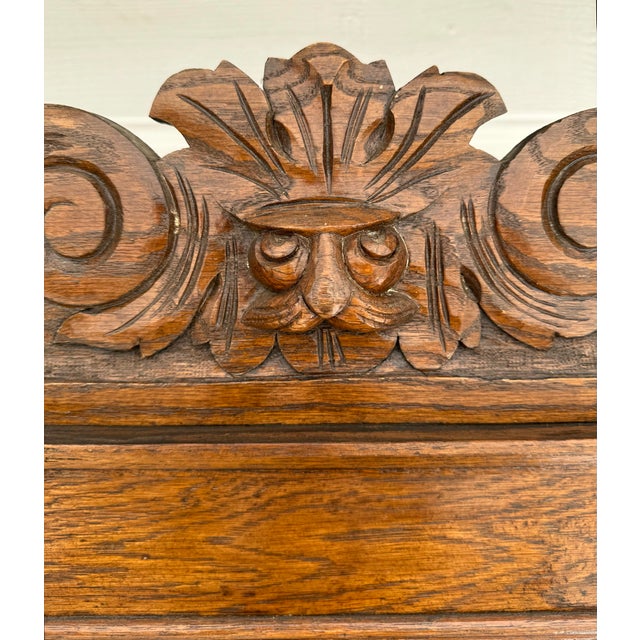 Mid 20th C. Hand-Carved Halltree Entry Organizer With Mirror and Hooks For Sale - Image 4 of 12