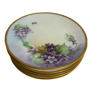 Antique Thomas Bavaria Violet Plates Set of 5 For Sale