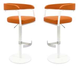 Pair of Elite Modern "Helix" Orange and White Barstools